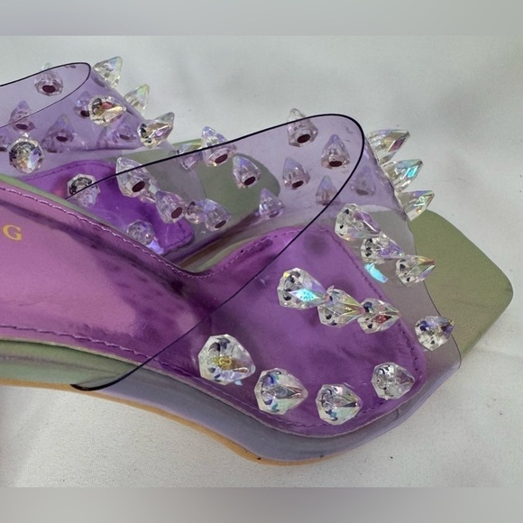NEW Azalea Wang Women’s Sweet and Sour Chunky Sandals in Purple Size 10 - Picture 9 of 16